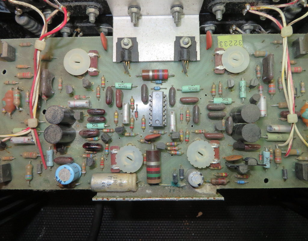 Dusty D-150A amplifier board under repair at Bob the Tech Audio