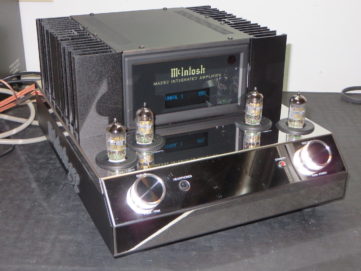 McIntosh MA252 under test after repair by Bob the Tech Audio