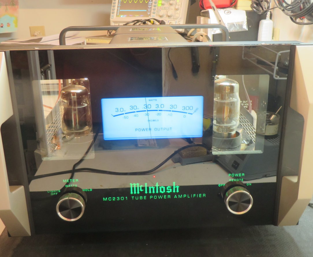 McIntosh MC2301 Amplifier under test after repair by Bob the Tech Audio