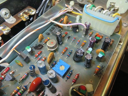 Original MC2205 driver board after re-capping by Bob the Tech Audio