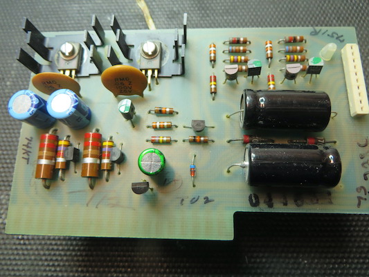 Original MC2205 power supply board prior to re-capping by Bob the Tech Audio